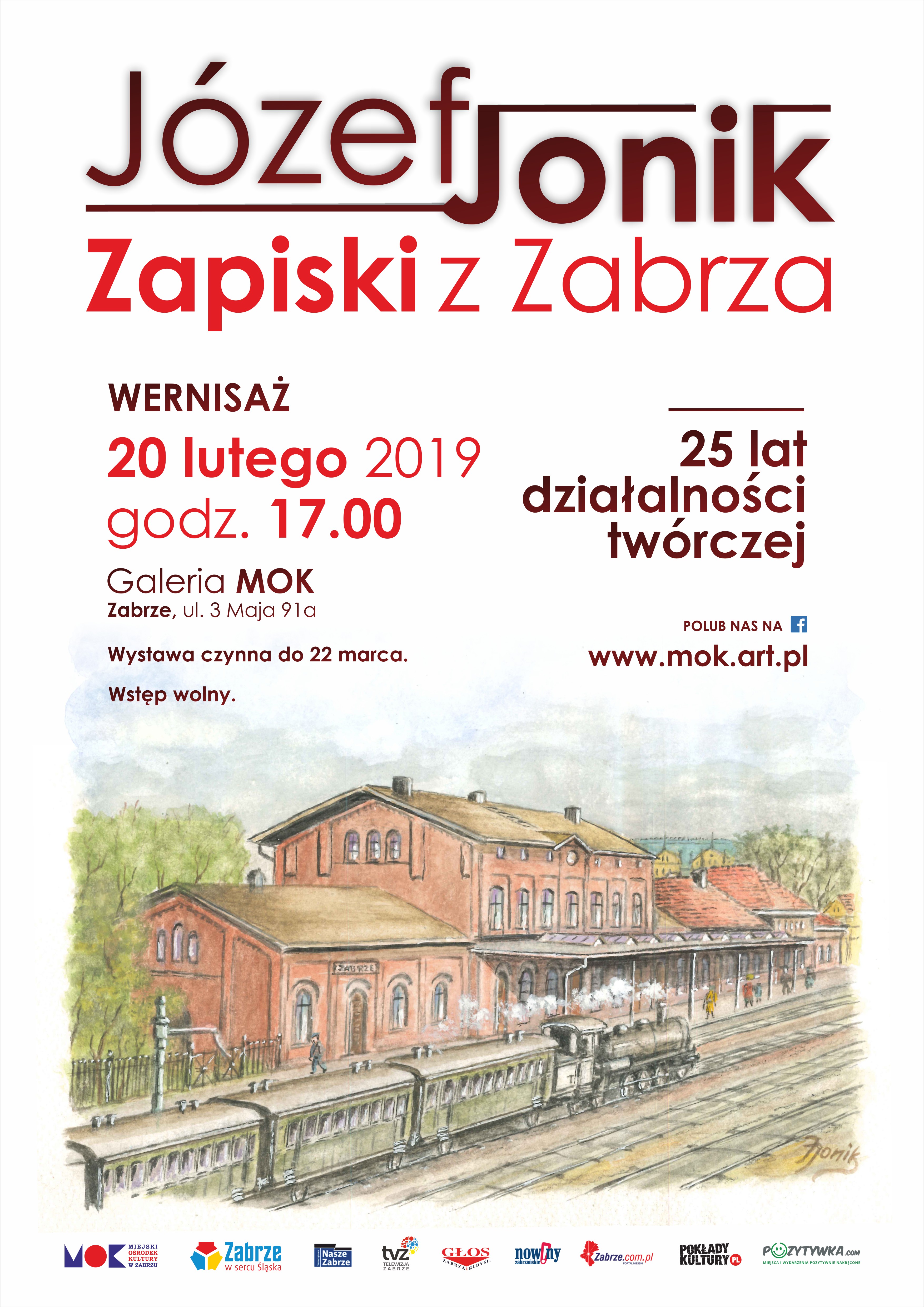 Zapiski z Zabrza - plakat promujący wystawę z okazji 25-lecia działalności twórczej Józefa Jonika