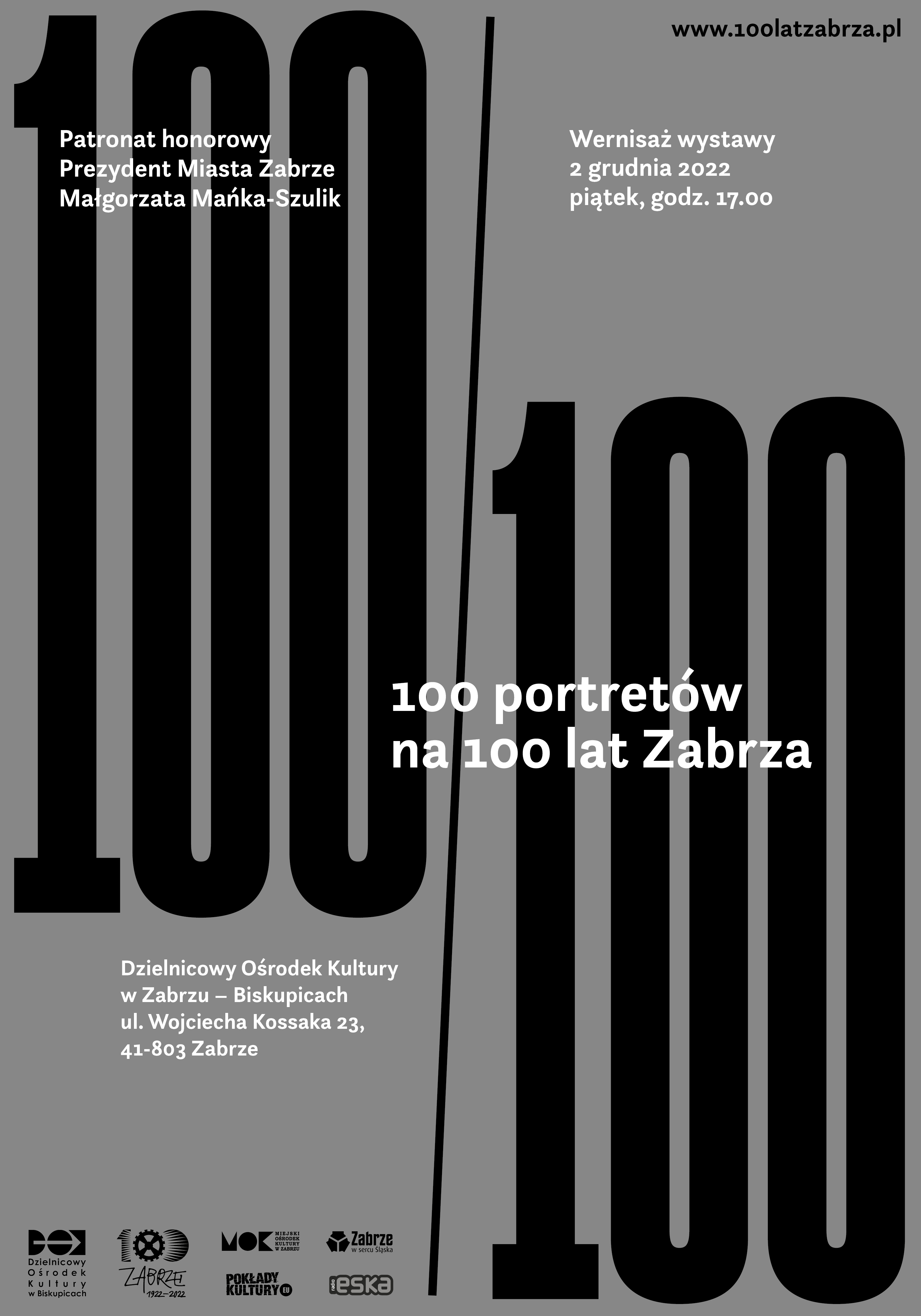 czarno-szary plakat promujący wystawę fotografii mieszkańców Zabrza