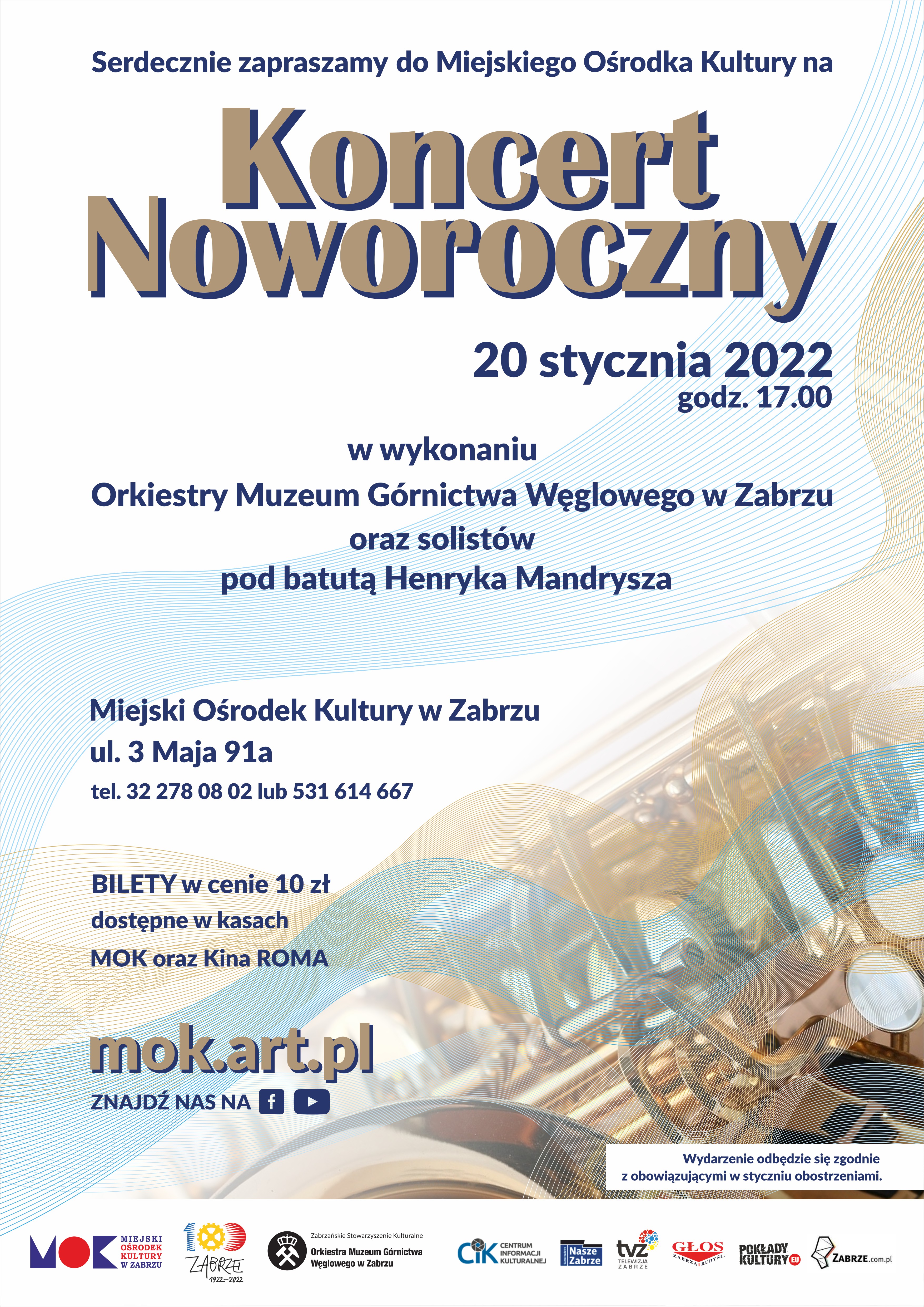 plakat, koncert noworoczny, orkiestra dęta, Orkiestra Muzeum Górnictwa Węglowego