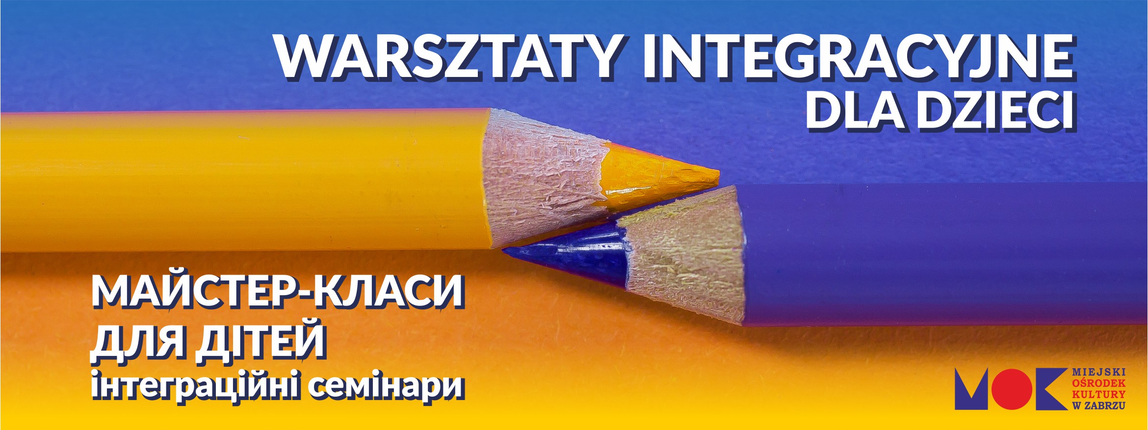 kredki żółto-niebieskie, warsztaty integracyjne dla ukraińskich dzieci