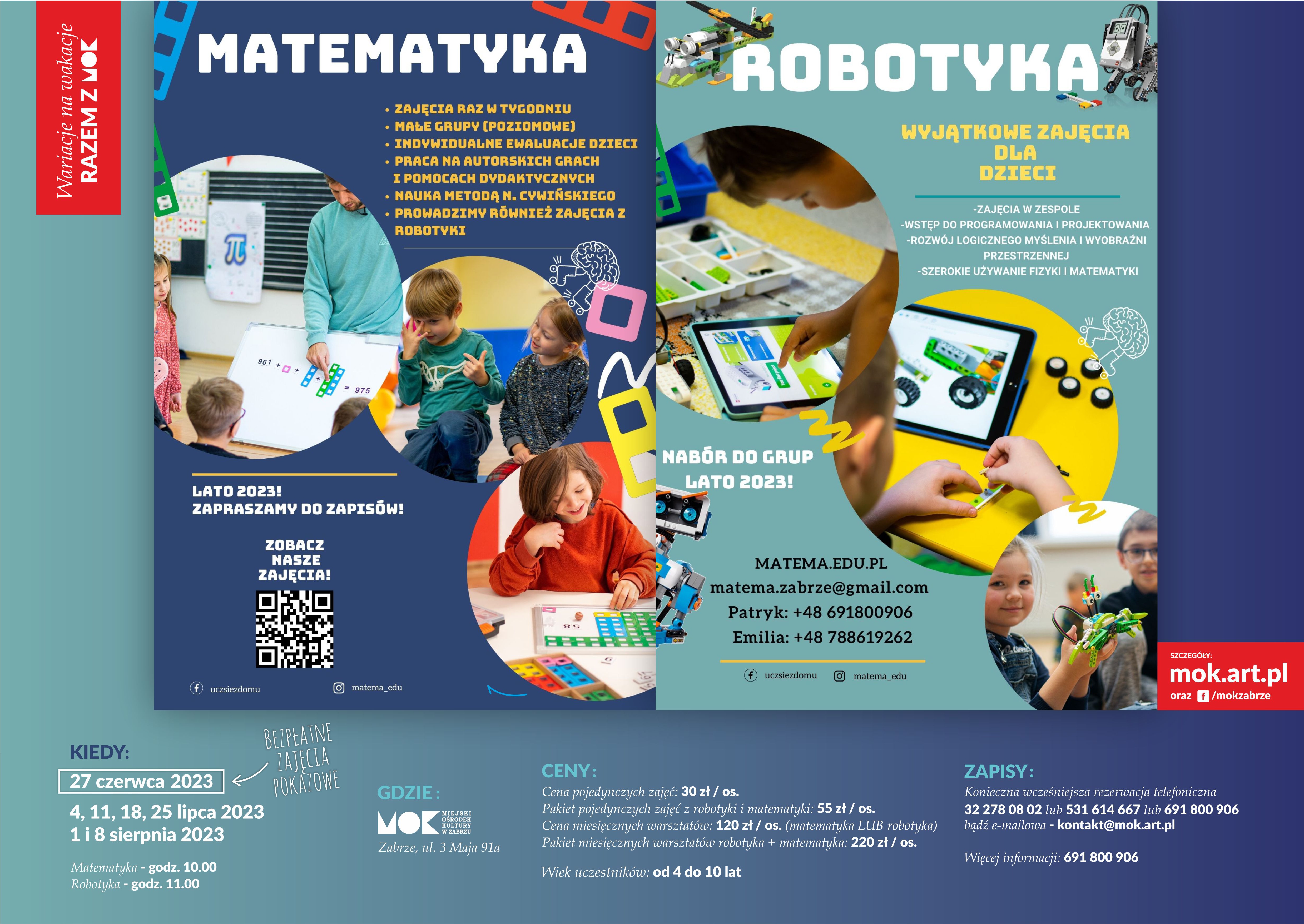 plakat promujący zajecia z matematyki i robotyki
