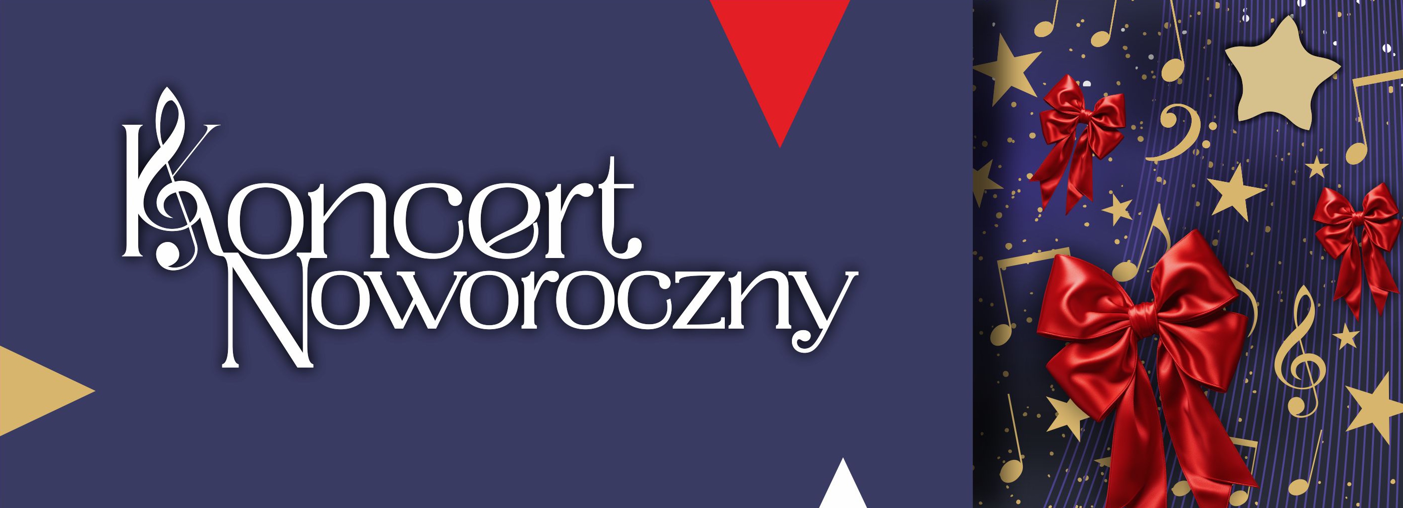 granatowy baner promujący koncert noworoczny