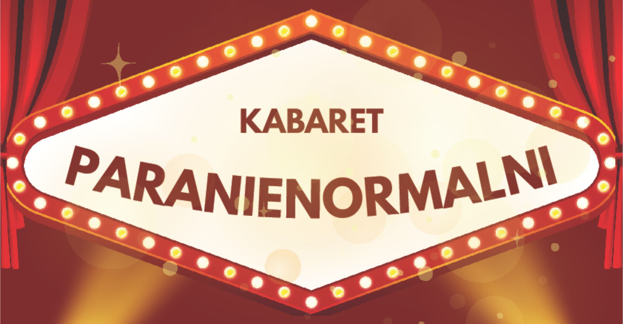 czerwony baner z nazwą kabaretu