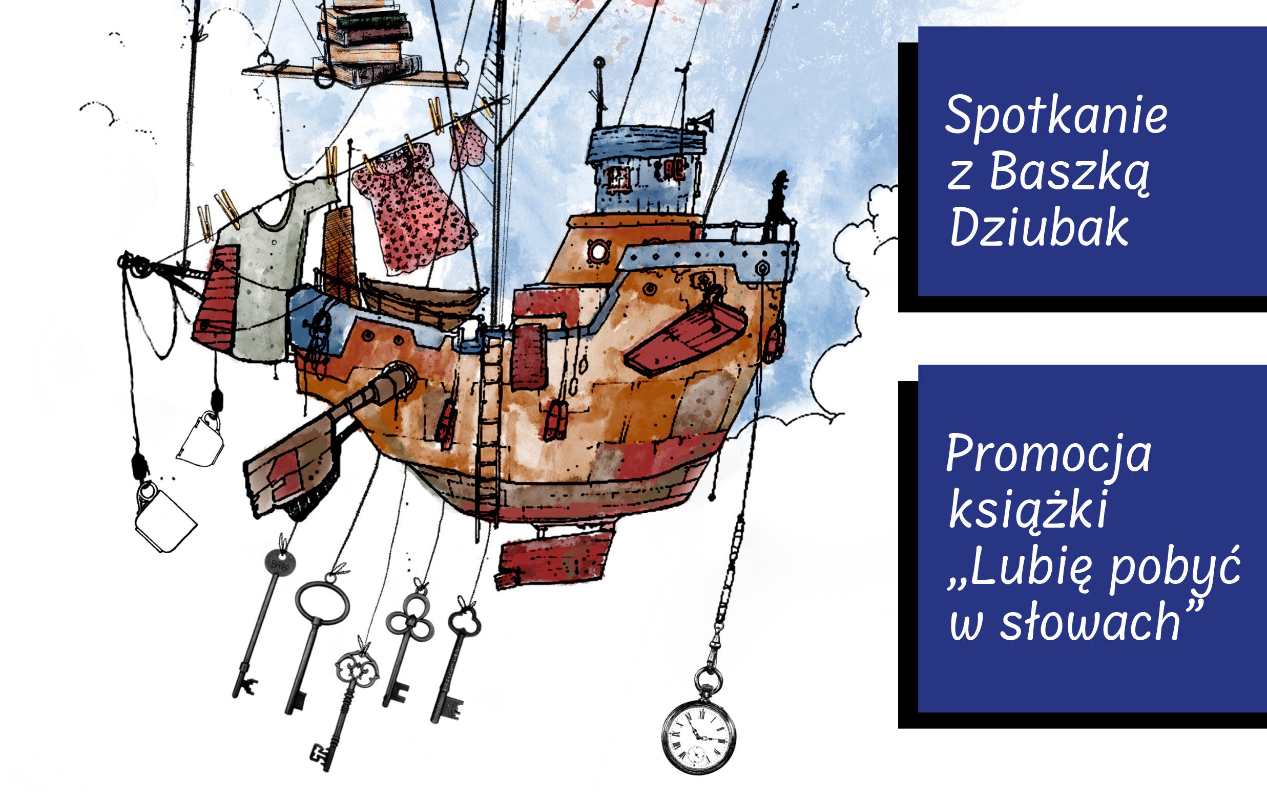 baner z grafiką promujący spotkanie autorskie
